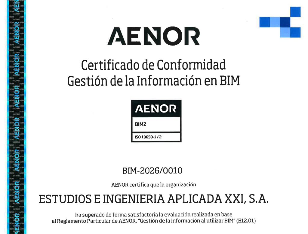 EIA21 obtém a Certificação BIM ISO 19650 da AENOR