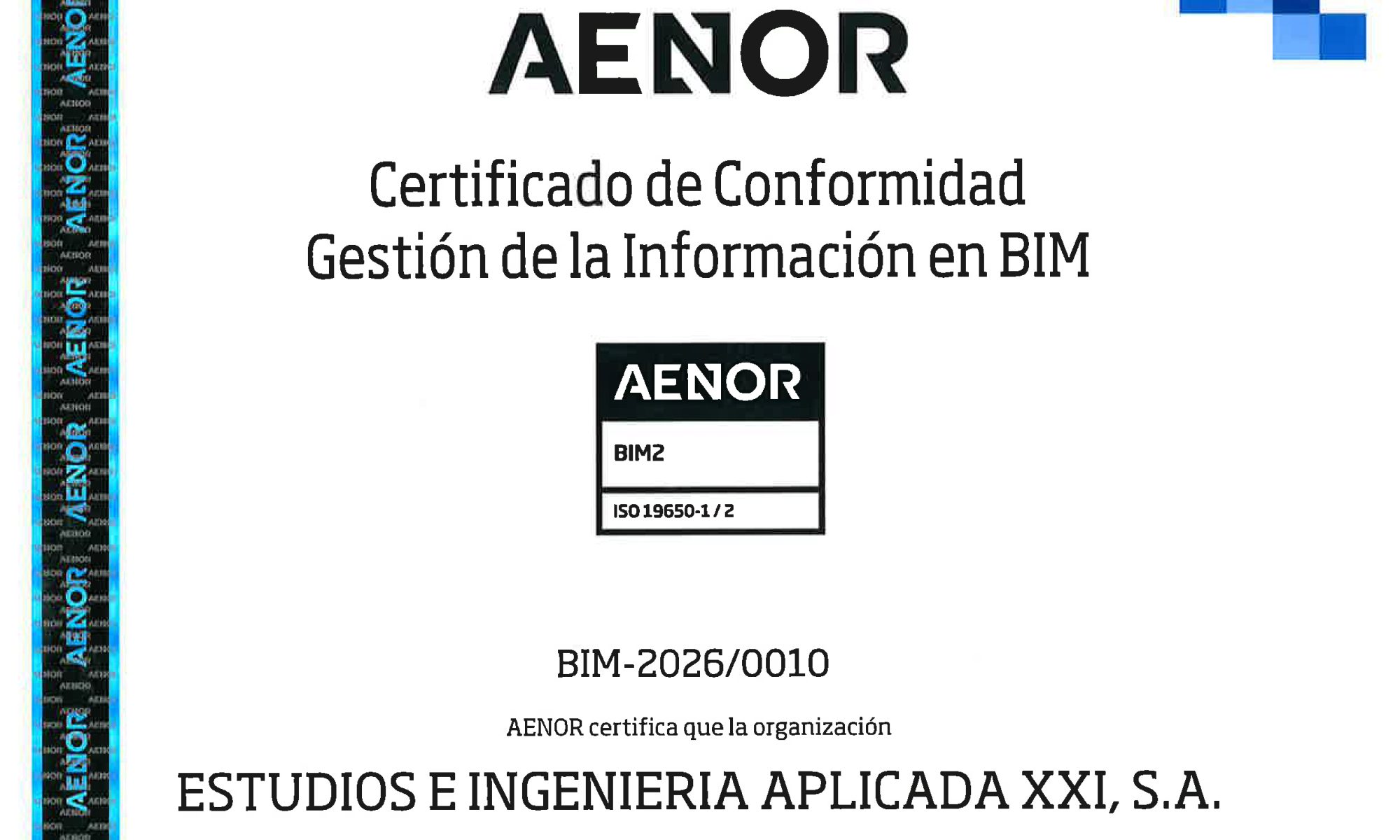 Certificado BIM ISO 19650 de EIA21